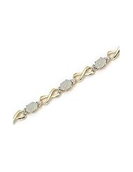 10K Yellow Gold Oval Opal and Diamond Bracelet