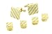 Yellow gold plated diagonal patterned cufflinks and shirt studs formal set with presentation box. Made in the U.S.A