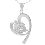 Sterling Silver Heart And Rose Necklace