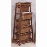 Walnut Finish Triangle Seagrass w/Wicker 5-Basket Stand