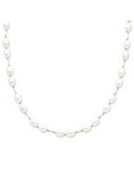 Sterling Silver 18in 6-7mm White Freshwater Cultured Pearl Necklace.