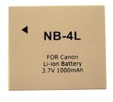 Nextop-Canon NB-4L Brand New 1000mAh COMPATIBLE Battery for Canon PowerShot SD200/SD30/SD300/SD40/SD400/SD430 WIRELESS/SD450/SD600/SD630/SD630/SD750/SD1000/SD1100 IS, Digital IXUS 30 /IXUS 40/IXUS 50/IXUS 55/IXUS 60/IXUS 65/IXUS i zoom/IXUS WIRELESS