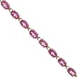 Oval Pink Topaz Tennis Bracelet in Yellow Gold 7Inch