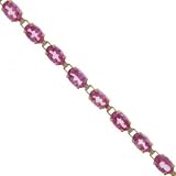 New Gold Tennis Bracelet w/ Oval Pink Topaz Gemstones