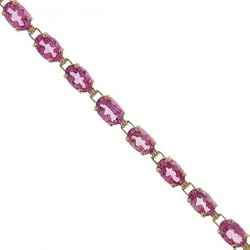 Oval Pink Topaz Tennis Bracelet in Yellow Gold 7Inch