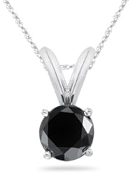 1/4 (0.21-0.27) Cts AAA Round Black Diamond Solitaire Pendant in 14K White Gold