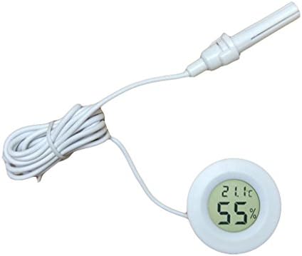 DISDA Digital LCD Display Indoor Outdoor Thermometer Humidity Temperature Meter on Single Probe White