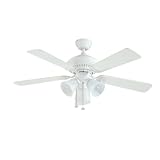 Litex BLR44MWW5LK3 Balmoral 44-Inch Remote Control Adaptable Five-Blade Ceiling Fan, Matte White with Alabaster Glass Light