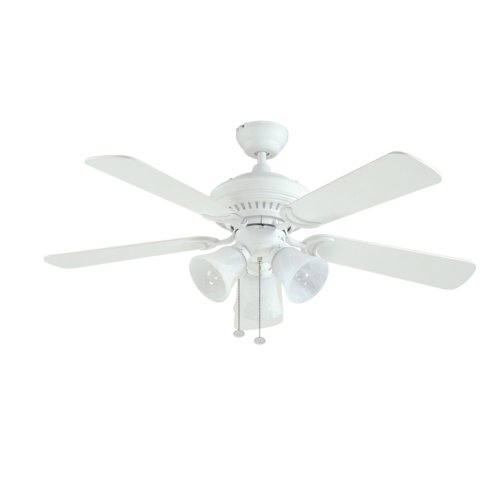 Litex BLR44MWW5LK3 Balmoral 44-Inch Remote Control Adaptable Five-Blade Ceiling Fan, Matte White with Alabaster Glass Light