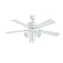 Litex BLR44MWW5LK3 Balmoral 44-Inch Remote Control Adaptable Five-Blade Ceiling Fan, Matte White with Alabaster Glass Light
