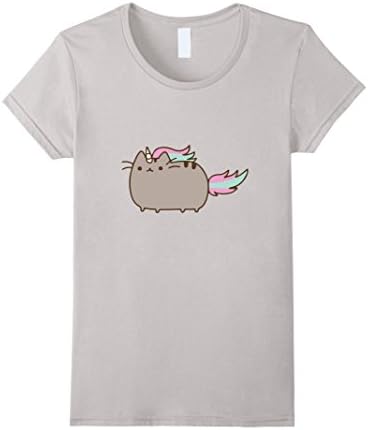 Women's The Rainbow Unicorn Funny Cat Shirts Medium Silver