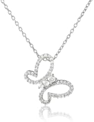 Sterling Silver Diamond Butterfly Pendant Necklace (1/4 cttw, I-J Color, I2-I3 Clarity), 18"