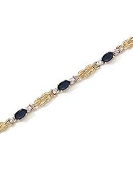 14K Yellow Gold Oval Sapphire and Diamond Bracelet