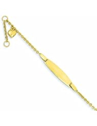 14K Gold Polished w/ Heart & .5in ext. Baby ID Bracelet 4.5 Inches