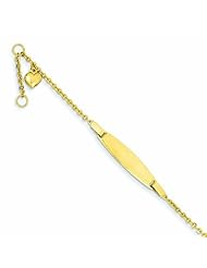 Genuine 14K Yellow Gold Polished With Heart & .5In Ext. Baby ID Bracelet 1 Gram Of Gold 100% Satisfaction Guaranteed.