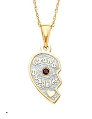 Granddaughter Half Pendant in Sterling Silver with January Garnet Birthstone (Grandmother Half sold seperately)