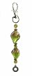 Key Chain / Purse Clip - K5 - Murano Style Glass ~ Purple and Lime Twist with Circle Charm