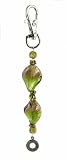 Apparel : Key Chain / Purse Clip - K5 - Murano Style Glass ~ Purple and Lime Twist with Circle Charm
