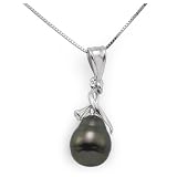 Tahitian Black Pearl Pendant in 14K White Gold
