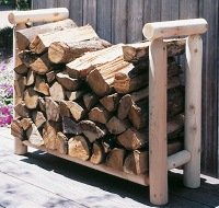 Kitchen: 4' Firewood Rack Rustic Cedar Log Holder 4ft.