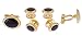 Jewelry : Gold plated oval cufflinks and shirt stud set with black accent with presentation box