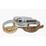 Womens Metallic Leather Dress Skinny Belt In Many Colors