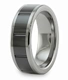 Tungsten Carbide Ring With Black Ceramic Inlays