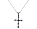 Sapphire and Diamond Cross Pendant in 14K White Gold with Chain