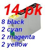 14 Pack (8b/2c/2y/2m) Refurbished for 69 T0691-t0692-t0693-t0694 T069120 T069220 T069320 T069420 Compatible Ink inkget Cartridges Use with Black Cyan Magenta Yellow
