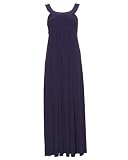 Purple Knit Long Dress U Shape Neck Back Tide Strap