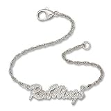 7in Detroit Red Wings Sterling Silver Script Bracelet