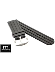 24mm Black F1 Pattern Rubber MODENA Rubber watch band w/ Tang Buckle