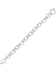 Silver 8.25" With Rhodium Finish 11.75mm Shiny Round Link Fancy Bracelet With Spring Ring Clasp