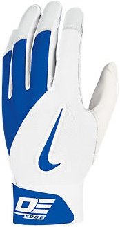 Nike GB0332 Diamond Elite Edge II Batting Gloves - Adult - White/Game Royal