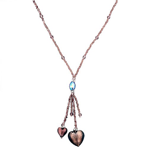 Purple Heart Beaded Murano Glass Necklaces