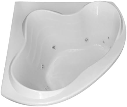 JT5959 - Modern Acrylic Fiberglass Whirlpool Tub Water Massage Two Person Bathtub,12 Jets With Heater - White 2 Person Acrylic Triangle Corner Tub - 59"L x 59"W x 21.5"H