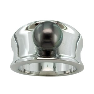 Tahitian Black Pearl and .925 Sterling Silver Designer Ring QR-10063A-AM