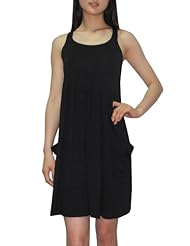 Lace-Up Pleated Tank Rayon/Spandex Summer Scoop Neck  Dress