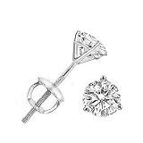 14K White Gold Round Three Prong Martini Diamond Stud Earrings ( 1.25 ct.tw, H-I Color, SI2-SI3 Clarity )
