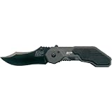 Smith & Wesson SWMP1B Military and Police Knife with MAGIC Assisted Open and Scooped Back Drop Point Blade, Black