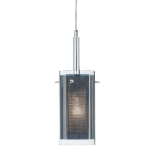 Dainolite Lighting 30961-CMY-PC 1-Light Pendant Clear Glass with Mesh Insert c/w Mylar Shade Silver Wire On Sale