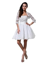 A-line Satin Wrap Lace Wedding Dress/Mini Dress 