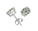 Sterling Silver 8x6mm Oval Green Amethyst Earrings