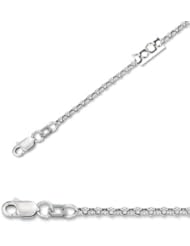 7" 14K White Gold 2.3mm (0.09") Polished Diamond Cut Round Rolo Chain w/ Lobster Clasp