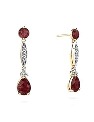 Genuine Ruby 14kt Yellow Gold Dangle Drop Earrings