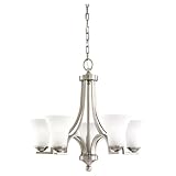 Sea Gull Lighting 31376-965 Five-Light Somerton Chandelier with Satin Etched Glass Shades, Antique Brushed Nickel Finish