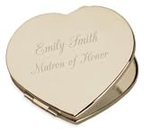 Engraved Silver Heart Compact Mirror