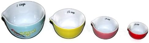 Nested Stoneware 8 Piece Measuring Bowl Set and Nested Blue Measuring Spoon Set with a Matching Magnetic Kitchen 80 Page Notepad and Pen Set Bundle