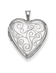 Genuine IceCarats Designer Jewelry Gift Sterling Silver 20Mm Swirl Design Heart Locket