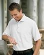 Mens Short Sleeve Pique Polo with Pocket, White